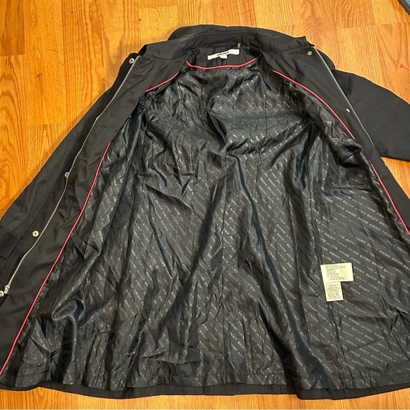 DKNY Car Trench Coat Navy Blue Snap Zip Lined Military Epaulettes Womens Size M - Picture 12 of 16